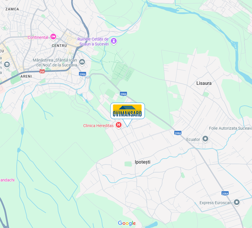 Harta locatie ansamblu rezidential Ovimansard, apartamente noi in Suceava, zona Ipotesti